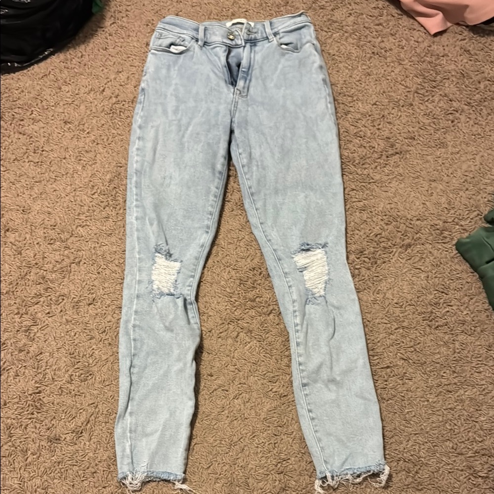 PacSun Blue Skinny Distressed Jeans with Knee Rips